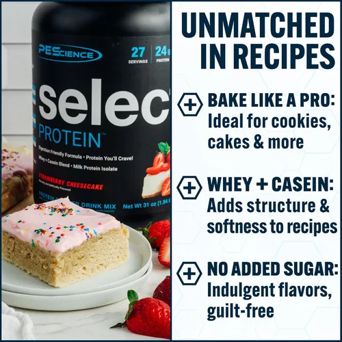 Miniatura 3 de PEScience Select Protein Powder, mezcla de suero y caseína, proteína limpia en polvo para mujeres y hombres, baja en calorías, baja