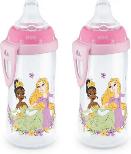 NUK Vaso activo para sorber, 10 onzas, paquete de 2, Disney Princess, sin BPA, boquilla suave, taza a prueba de derrames