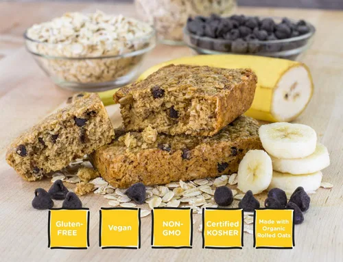 Miniatura 6 de Barritas de avena con plátano y chispas de chocolate de Bobo's, sin gluten, sin OMG, de avena integral, paquete de 12 Barritas de aperitivo Para