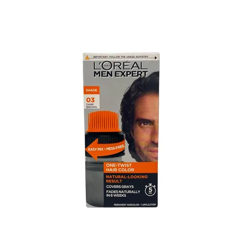 Miniatura 11 de L’Oreal Paris Men Expert One Twist - Tinte permanente de cabello para hombre, sin ensuciar, para cubrir canas, aplicación sencilla, sin mezclar y 01