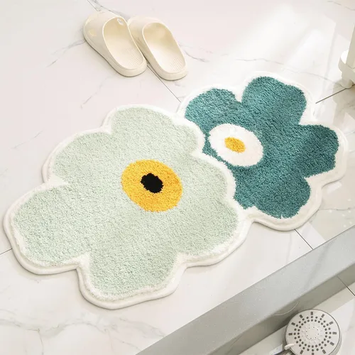 Miniatura 7 de Alfombra de baño floral súper absorbente y gruesa de microfibra antideslizante, lavable a máquina y lanuda para baño, dormitorio y sala de estar