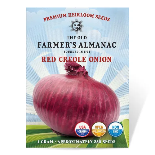 The Old Farmer's Almanac Semillas de cebolla criolla roja, reliquia, sin OMG, calidad premium, polinización abierta, sabor picante y dulce (1