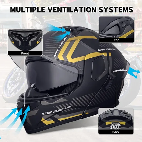 Miniatura 5 de Cascos modulares abatibles de doble visera para motocicleta, de cara completa, para adultos, BMX, de cuatro ruedas, para hombres y mujeres, aprobado