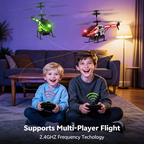 Miniatura 4 de Helicóptero RC de juguete para niños, helicóptero de control remoto de 2.4 GHz 3.5 canales con retención de altitud, despegue y aterrizaje con una