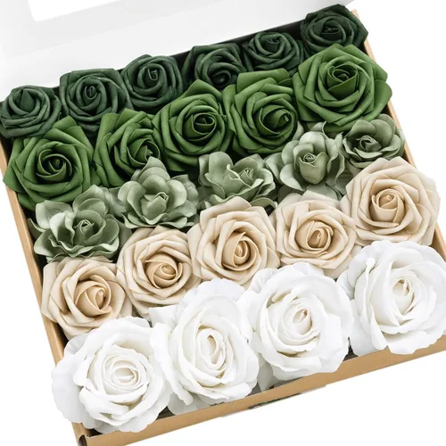 Miniatura 36 de Ling's moment Flores Artificiales de Seda Falsa Hortensias Rosas de Espuma Gardenias Falsas Combo para Bricolaje Ramos de Boda Centros de Mesa