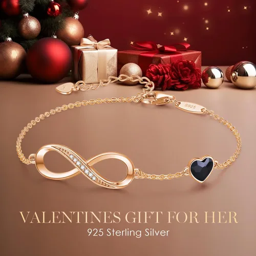 Miniatura 4 de CDE Pulsera de eslabones con símbolo de corazón infinito para mujer, plata de ley 925, acero inoxidable, ajustable, joyería de aniversario, día