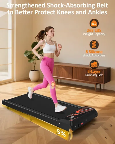 Miniatura 2 de 2.5HP Walking Mat with Incline pad,Under Desk Treadmill, Walking Running Pad with Remote, 3 in 1 Low Noise Small Mini Portable Treadmill with Led