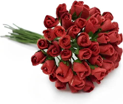 Miniatura 13 de ChangThai Design 50 piezas de papel de rosa blanca de ¼ pulgadas de diámetro, ramo de flores para álbumes de recortes, manualidades, papel