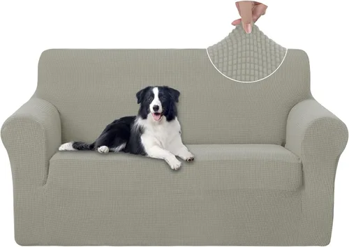 Miniatura 37 de U-NICE HOME Funda elástica para sofá, lavable, protector de muebles para sofá de 3 cojines, apta para mascotas (sofá, gris)