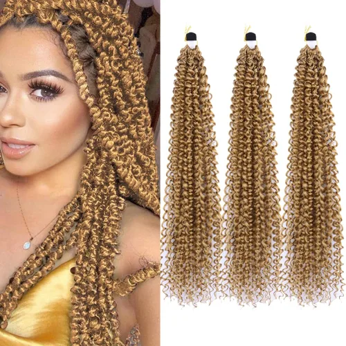 Miniatura 35 de Pelo de ganchillo Ocean Wave de 30 pulgadas, 3 paquetes de cabello trenzado de onda profunda, cabello rizado profundo con ganchillo para mujeres
