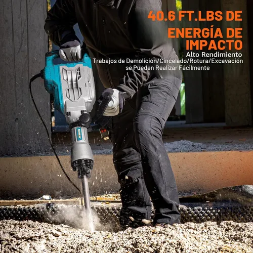 Miniatura 4 de Berserker - Martillo de demolición eléctrico de 1700 vatios y 30 libras con cincel plano, cincel de punta redonda, 1-3/16" de hexágono, martillo