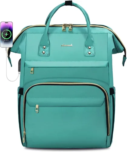 Miniatura 36 de LOVEVOOK Mochila para laptop para mujer con bolsillo gigante para vasos, mochila de viaje impermeable de 15.6 pulgadas, bolsa de computadora