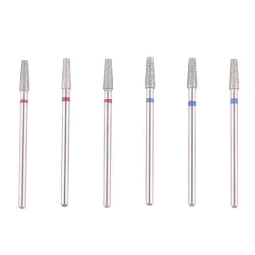 Miniatura 10 de Juego de brocas de cutícula de barril cónico con funda, 6 brocas de diamante profesional para preparación de uñas, herramienta eléctrica de uñas