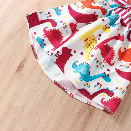 Miniatura 5 de Falda de verano para niñas pequeñas, con estampado de dinosaurio, sin mangas, correa sin espalda, vestido de 1 a 6 años