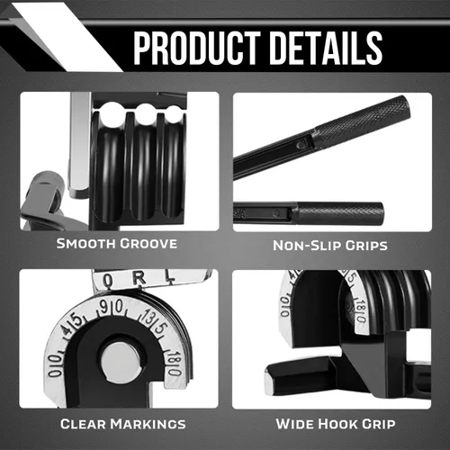 Miniatura 4 de Flexzion Herramienta dobladora de tubos – Doblado manual de tubos OD 3 tamaños 1/4 pulgadas 5/16 pulgadas 3/8 pulgadas 180 grados tipo palanca