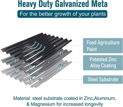 Miniatura 7 de MFSTUDIO Kit de cama de jardín elevada galvanizada para exteriores, macetas elevadas ovaladas de 17 pulgadas de alto, maceta de metal para verduras
