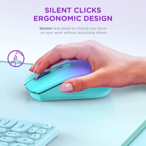 Miniatura 3 de RAPIQUE Ratón inalámbrico Bluetooth, recargable silencioso multidispositivo para computadora (modo tri: BT1/2+2.4Ghz) con receptor USB, ratón