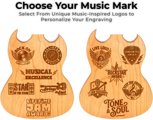 Miniatura 7 de Premio personalizado de guitarra Cherrywood, placa grabada personalizada con mango de paracaídas azul, 23 x 8 pulgadas Regalo para músicos