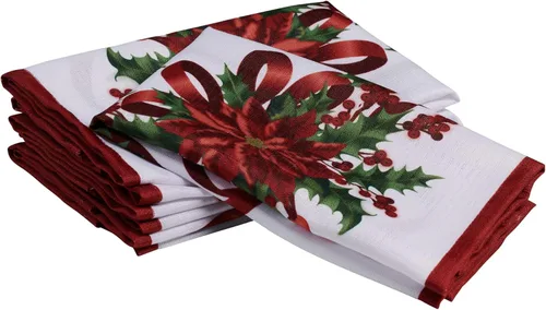 Miniatura 3 de Kadut Cinta de Navidad, Servilletas de Tela, (17x17 Pulgadas) Juego de Cinta de Navidad de 4 Servilletas de Cena, Tela de Alta Resistencia