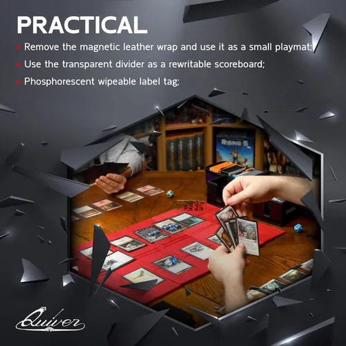 Miniatura 4 de Quiver Time Black Citadel Deck Block for Magic: the Gathering Cards - TCG 100+ Premium Commander Deck Box, caja de mazos MTG para tarjetas, dados