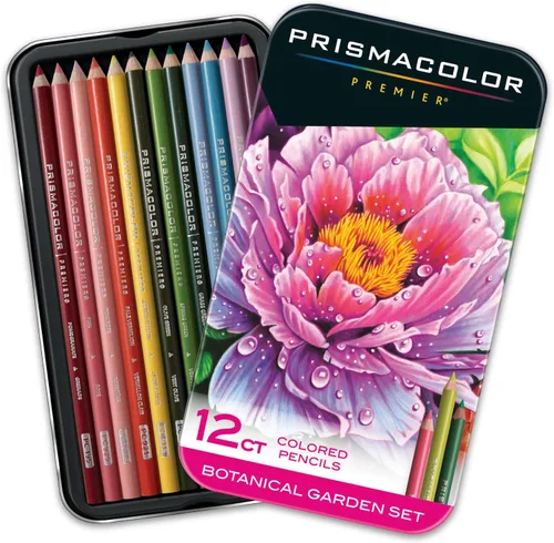 Prismacolor Premier - Lápices de colores con núcleo suave, set de jardín botánico, 12 unidades - Para colorear para adultos, dibujo, regalo de