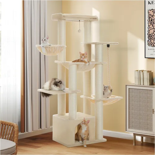 Miniatura 8 de Árbol para gatos resistente de 67 pulgadas para gatos grandes adultos de interior, torre XXL para gatos con 13 postes rascadores gruesos (φ4.3)
