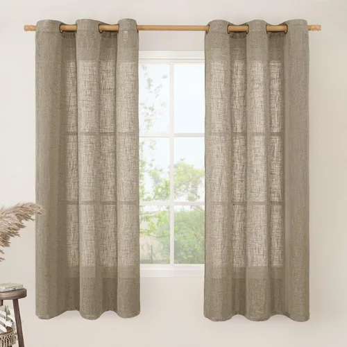 Miniatura 162 de LAMIT Cortinas de lino sintético para dormitorio, paneles filtrantes de luz, cortinas de lino con protección de privacidad con ojales para ventanas