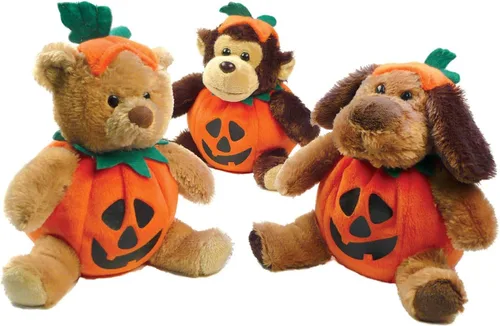 Miniatura 3 de Plushland Oso de peluche de Halloween con disfraz de calabaza, juguete suave, regalos para niños, 9 pulgadas