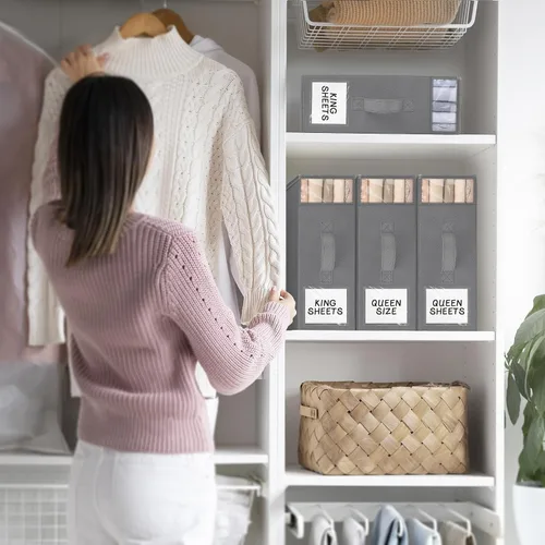 Miniatura 7 de StorageTastic Paquete de 4 Organizadores de Armario para Sábanas y Almacenamiento, Contenedores de Almacenamiento Plegables Resistentes con Ventana
