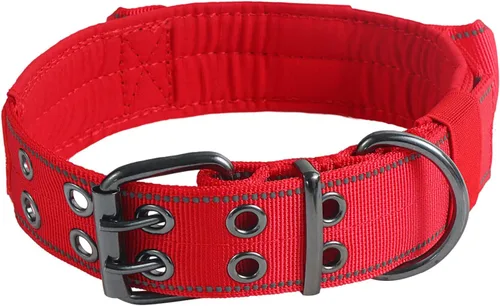 Miniatura 9 de Collar reflectante para perro táctico resistente con mango de control y hebilla de metal para entrenamiento de perros (M, azul)