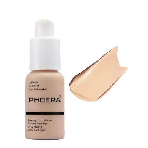 PHOERA Foundation, Base Líquida Mate Suave Impecable 24 HR Control de Aceite Corrector Foundation Maquillaje. (1 Pza-102- Nude)