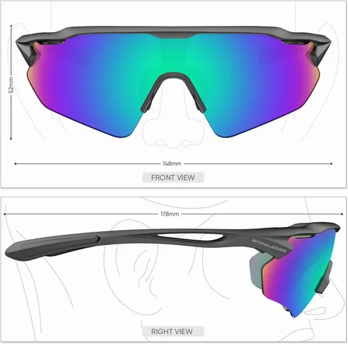 Miniatura 2 de Gafas de ciclismo, lentes deportivos polarizados con marco irrompible TR90, anti-UV400 A1#Negro-Gris Base de Lente REVO Verde