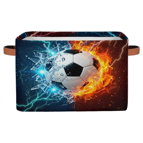 AUUXVA SEULIFE - Cesta de almacenamiento plegable para fútbol y fútbol en agua de fuego, organizador grande plegable, cubos de almacenamiento, cajas