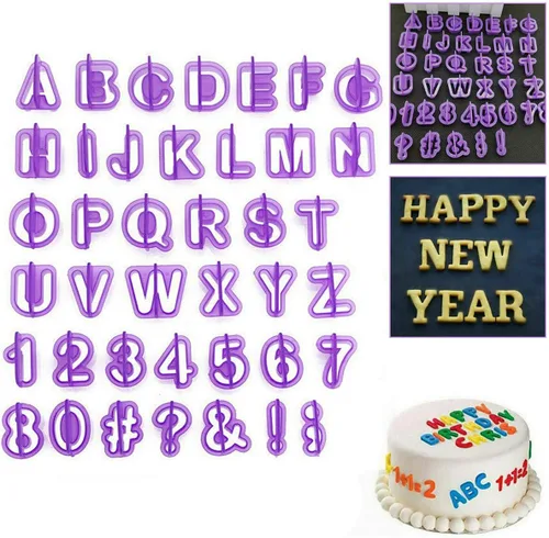Miniatura 9 de Cortadores de letras de fondant, cortadores del alfabeto, juego de cortador de fondant de letras y números, 40 piezas, moldes de fondants