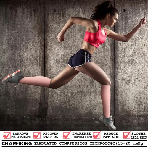 Miniatura 58 de CHARMKING - Calcetines de compresión para mujeres y hombres (3 pares), 15-20 mm Hg, el mejor apoyo para atletismo, running o ciclismo, mejora