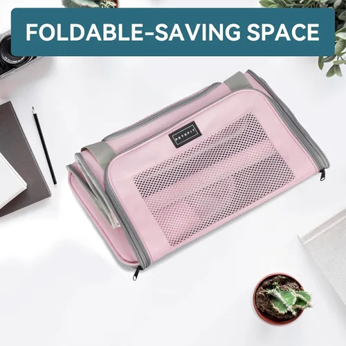 Miniatura 9 de PETSFIT Transportador de gatos grandes, transportador para perros pequeños de menos de 25 libras, transportador suave para mascotas, jaula para Rosa