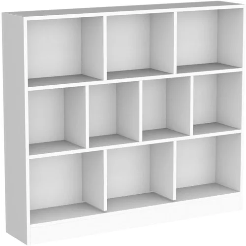 Miniatura 5 de AGOTENI Estantería de 10 cubos, organizador de almacenamiento abierto de madera de 3 niveles para sala de estar, dormitorio, oficina en casa, blanco