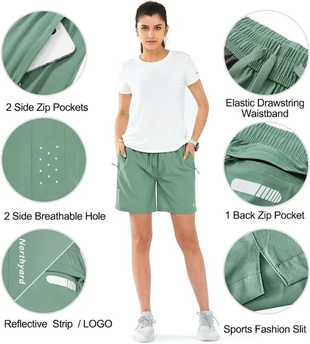 Miniatura 10 de NORTHYARD Pantalones cortos deportivos de senderismo para mujer, de secado rápido, ligeros, para gimnasio, entrenamiento, con 3 bolsillos