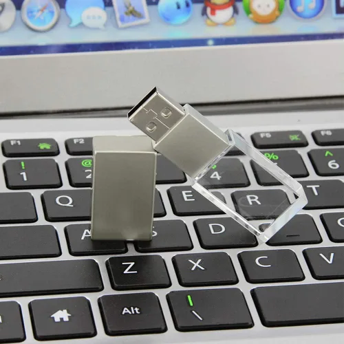 Miniatura 3 de Unidad flash USB 2.0 de 32 GB, luz LED de cristal azul, transparente, lápiz transparente, pulgar, mini Memory Stick para niños, niñas, mujeres