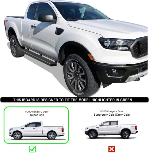 Miniatura 7 de HD Ridez Estribo de acero inoxidable de 5 pulgadas, color negro, compatible con Ford Ranger Super Cab 2019-2023