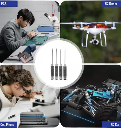 Miniatura 2 de Kit de herramientas para drones – Juego de 4 herramientas de acero Phillips de 3.0/4.0/5.0/0.236 in, mini herramientas de mano para modelo RC