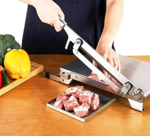 CGOLDENWALL Cortador manual mejorado de carne de costillas de acero inoxidable, cortador de carne de hueso pequeño, cordero de ternera, cortador de
