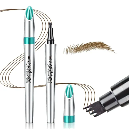 Miniatura 10 de Lápiz de cejas Microblading de 4 puntos para levantar cejas y arrebatar, maquillaje de ojos de larga duración, impermeable, cabello natural
