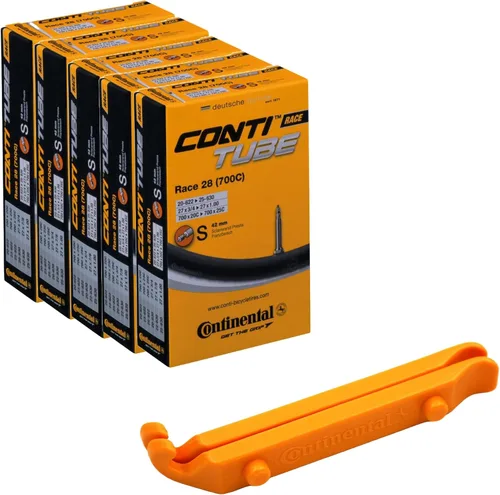 Continental Tubos de bicicleta Race 28 700x20-25 S42 Presta Valve 1.654 in Tubo de bicicleta - Paquete económico 5 en 1 tubo de bicicleta 700c