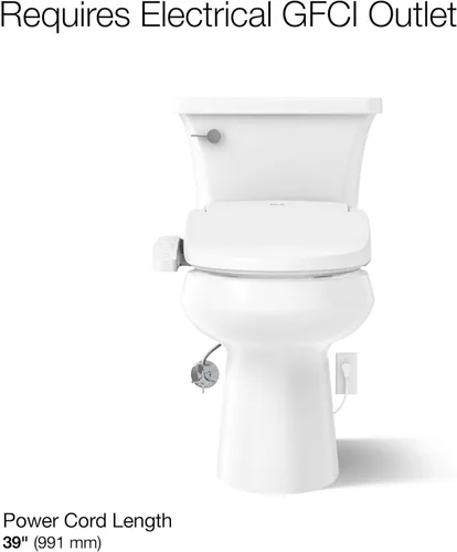 Miniatura 17 de Kohler PureWash E580 - Asiento de inodoro para bidé, redondo, color blanco, con tapa de cierre silencioso que evita golpes, varita autolimpiante