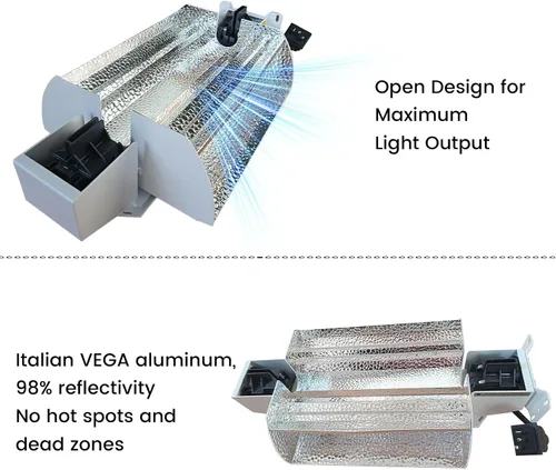 Miniatura 5 de Raylux - Kit de sistema de luz de crecimiento con puerto controlador, 1000 W DE doble extremo HID, reflector de estilo abierto con balasto digital