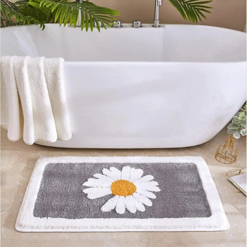 Miniatura 2 de Alfombra de baño con diseño de margaritas, suave, antideslizante, absorbente, reutilizable, lavable a máquina, decoración del hogar para baño