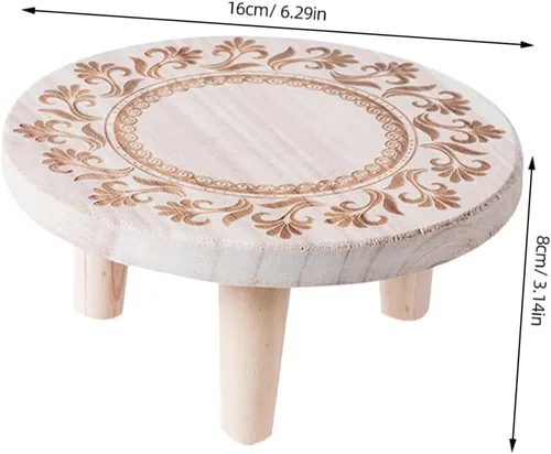 Miniatura 2 de OSALADI Pequeño soporte de madera para plantas suculentas de interior, pedestal de madera, taburete de madera pequeño, soporte para macetas, soporte