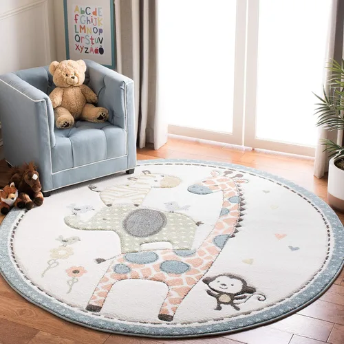 Miniatura 9 de SAFAVIEH Carousel Kids Collection - Alfombra decorativa de 2 x 3 pies, color marfil, diseño animal, no desprende pelusa y de fácil cuidado, ideal