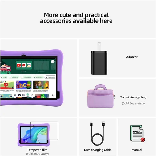 Miniatura 9 de plimpton Tablet infantil mejorada 2026, tableta Android 15 de 10 pulgadas para niños con funda incluida, Octa-Core, Google Kids Space, control